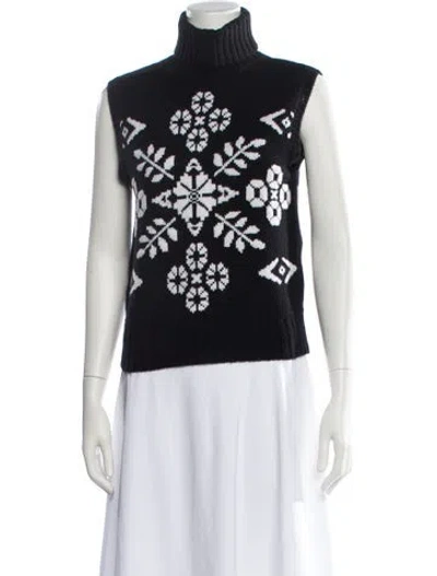 Pre-owned Max Mara Cashmere Printed Sweater In Black