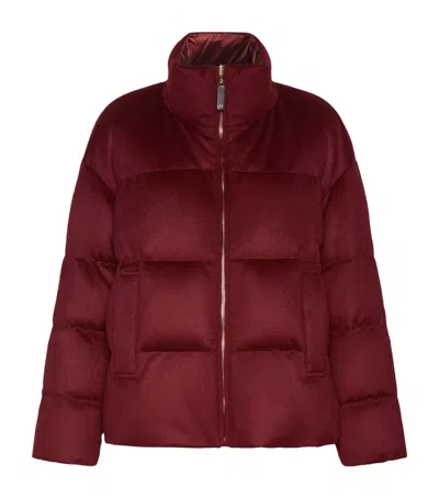 Max Mara Cashmere Reversible Puffer Jacket In Burgundy