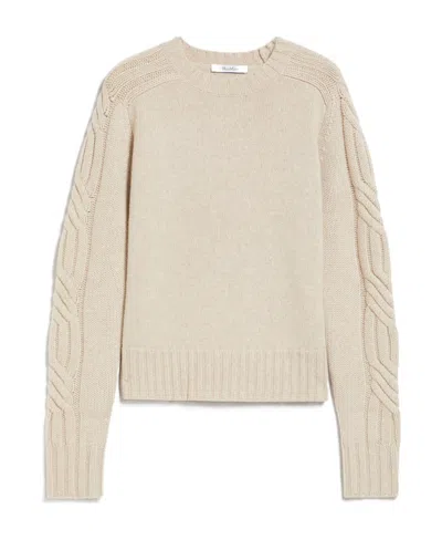 Max Mara Cashmere Round Neck Sweater In Nude