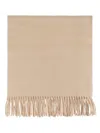 Max Mara Logo Embroidered Fringed Edge Scarf In 中性色