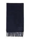 Max Mara Rectangular Cashmere Scarf Fringed Edge In Blue