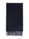 Max Mara Rectangular Cashmere Scarf Fringed Edge In Blue