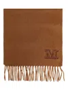Max Mara Logo-embroidered Fringed-edge Scarf In Brown