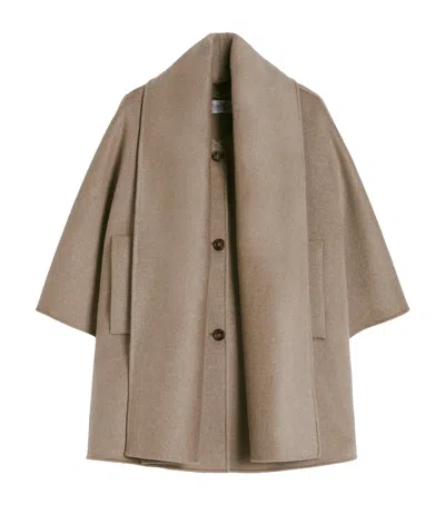 Max Mara Cashmere Scarf Cape In Brown