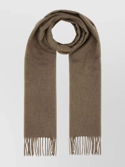 Max Mara Cashmere Scarf Featuring Fringed Edges In Brown