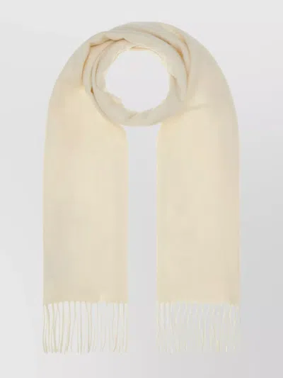 Max Mara Cashmere Scarf Fringed Edges Soft Texture In Neutral