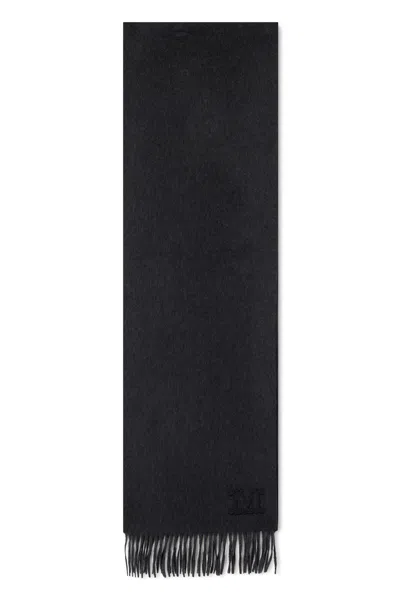 Max Mara Cashmere Scarf With Fringe Finish In Gray