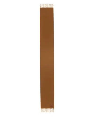 Max Mara Cashmere Scarf With Monogram Embroidery In Brown