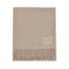 Max Mara Cashmere Scarf With Monogram Embroidery In Sand