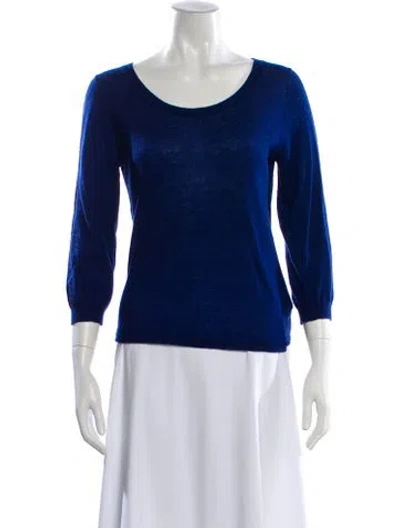 Pre-owned Max Mara Cashmere Scoop Neck Sweater In Blue