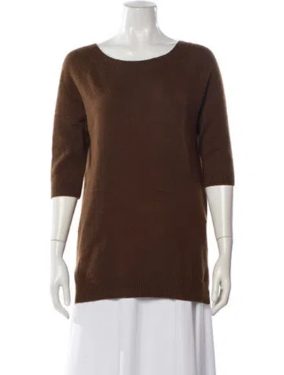 Pre-owned Max Mara Cashmere Scoop Neck Sweater In Brown