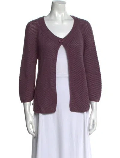 Pre-owned Max Mara Cashmere Scoop Neck Sweater In Purple