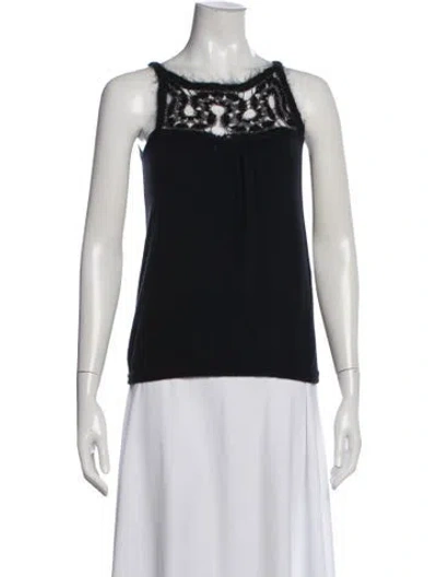 Pre-owned Max Mara Cashmere Scoop Neck Top In Blue