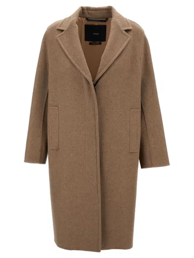 Max Mara Cashmere Semi-lined Coat With Hidden Fastening In Brown