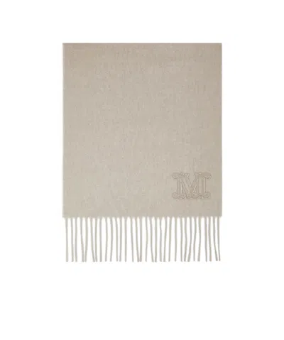 Max Mara Cashmere Shawl With Letter Embroidery In Nude