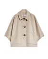 Max Mara Cashmere Short Rectangular Cloak In Nude