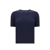 Max Mara Cashmere-silk Blend Warren Knitwear Top With Ribbed Trims In Blue