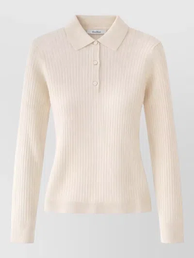 Max Mara Cashmere And Silk Blend Polo Shirt In Neutral