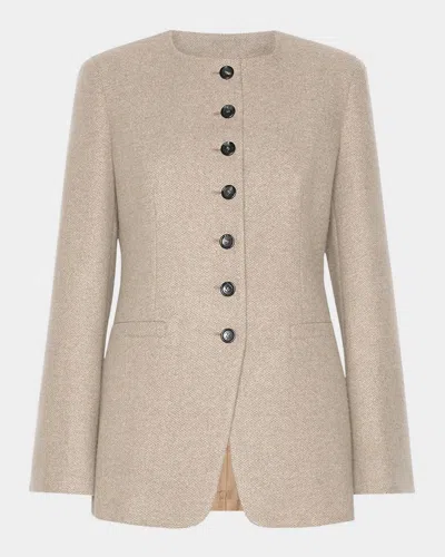 Max Mara Cashmere Single-breasted Collarless Jacket In Neutral