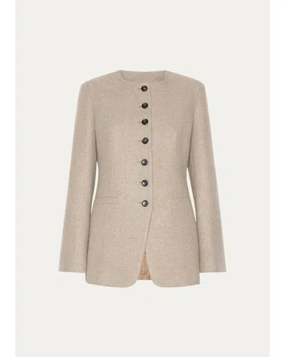 Max Mara Cashmere Single-breasted Collarless Jacket In Sand