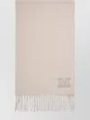 Max Mara Cashmere Soft Texture Fringed Hem Scarf In Neutral