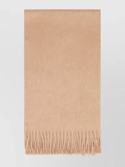 Max Mara Cashmere Stole Fringed Edges In Neutral