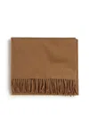 Max Mara Cashmere Stole With Embroidery And Fringes In Brown