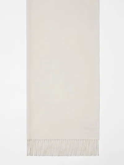Max Mara Cashmere Stole With Embroidery And Fringes In White