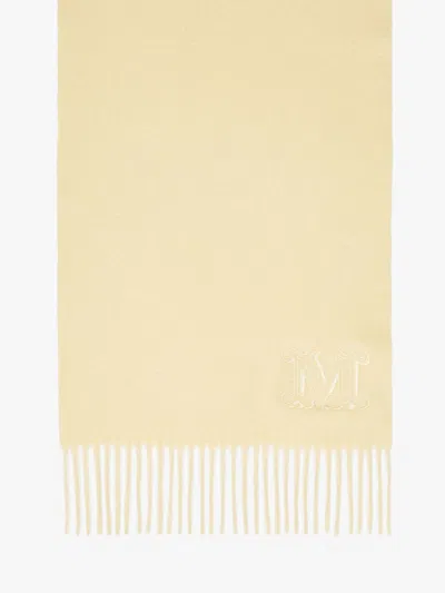Max Mara Cashmere Stole With Embroidery In Yellow