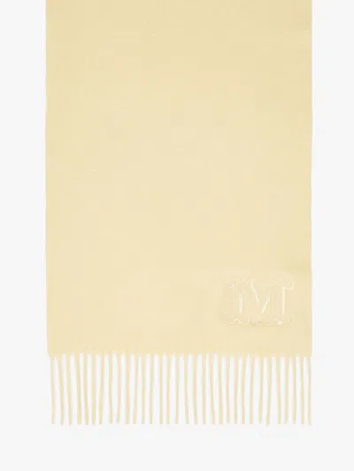 Max Mara Cashmere Stole With Embroidery In Pale Yellow