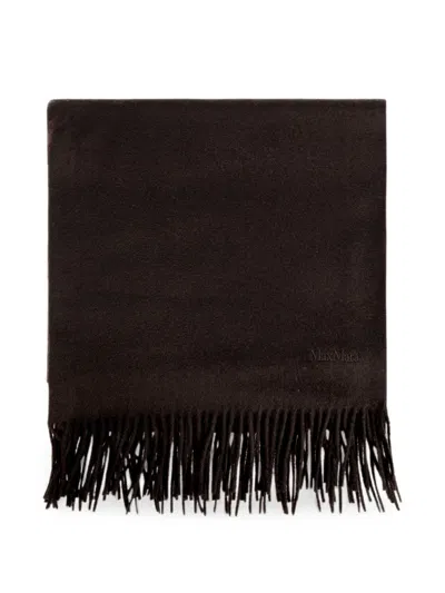 Max Mara Cashmere Stole With Logo In Yellow