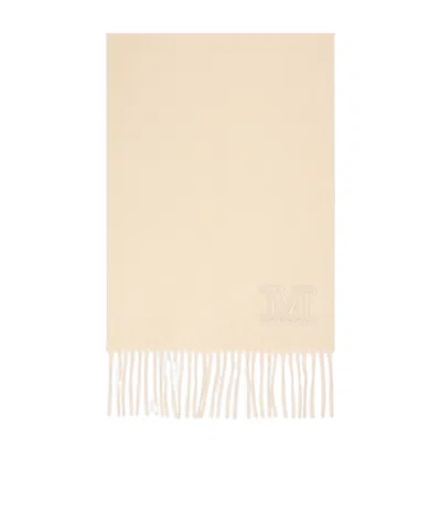 Max Mara Cashmere Stole With Monogram Embroidery In Neutral
