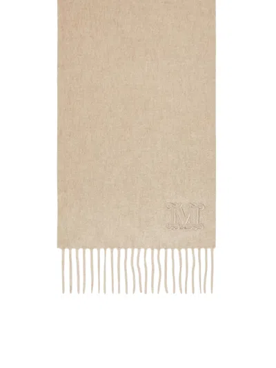 Max Mara Cashmere Stole With Monogram Embroidery In Nude & Neutrals