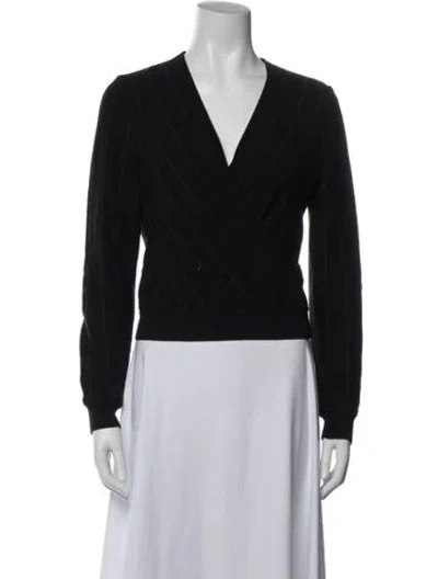 Pre-owned Max Mara Cashmere Striped Sweater In Black