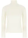 Max Mara Cashmere Turtleneck With High Neckline In White