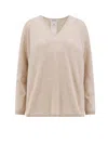 Max Mara Long-sleeved Knitted Pullover In Beige