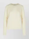 Max Mara Cashmere Sweater With Cable Knit Design In Neutral