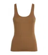 Max Mara Textured Ribbed Scoop Neck Sleeveless Top In Beige