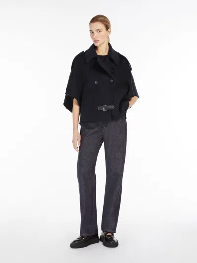Max Mara Cashmere Trench Coat Cape In Midnightblue