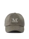 Max Mara Cashmere Wool Blend Trucker Cap In Gray