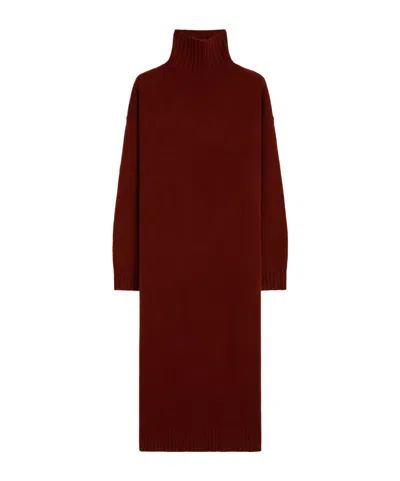 Max Mara Cashmere Turtleneck Dress In Red