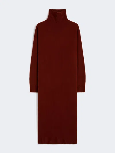 Max Mara Cashmere Turtleneck Dress In Brown