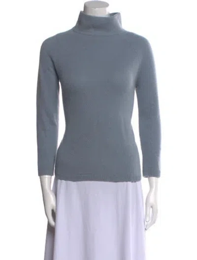 Pre-owned Max Mara Cashmere Turtleneck Sweater In Blue