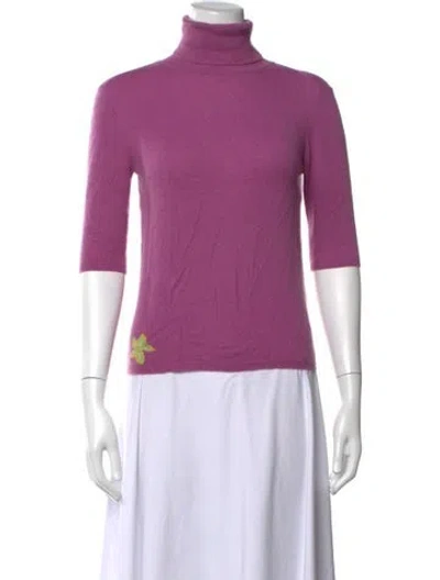 Pre-owned Max Mara Cashmere Turtleneck Sweater In Purple
