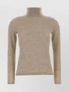 Max Mara Cashmere Turtleneck Sweater Ribbed Long Sleeves In Animal Print