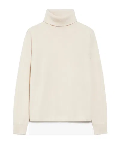 Max Mara Cashmere Turtleneck Sweater In White