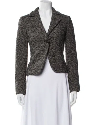 Pre-owned Max Mara Cashmere Tweed Pattern Blazer W/ Tags In Gray