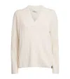 Max Mara Cashmere V-neck Sweater In White