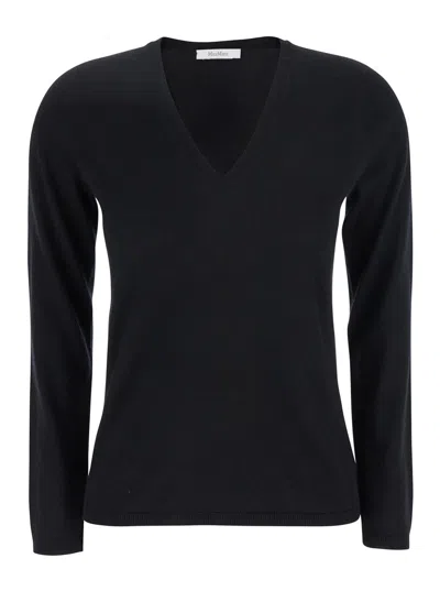 Max Mara Cashmere V-neck Sweater In Black