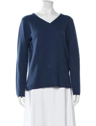 Pre-owned Max Mara Cashmere V-neck Sweater In Blue